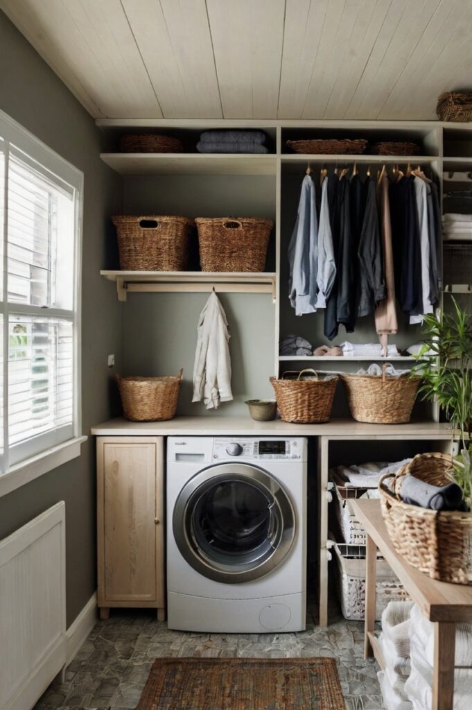 drying rack in laundry room