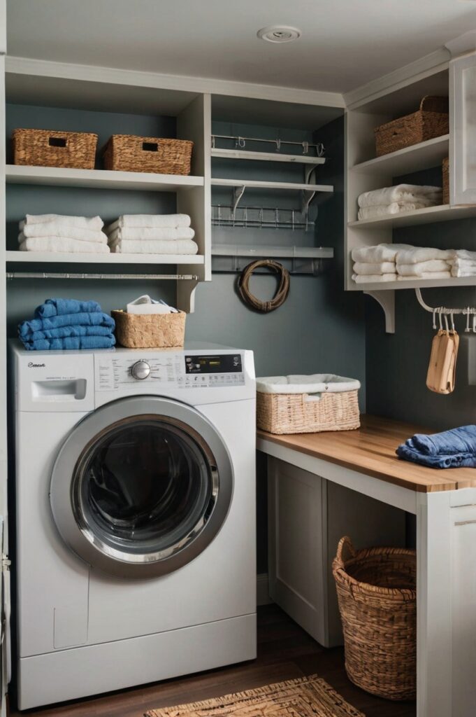 folding station in laundry room