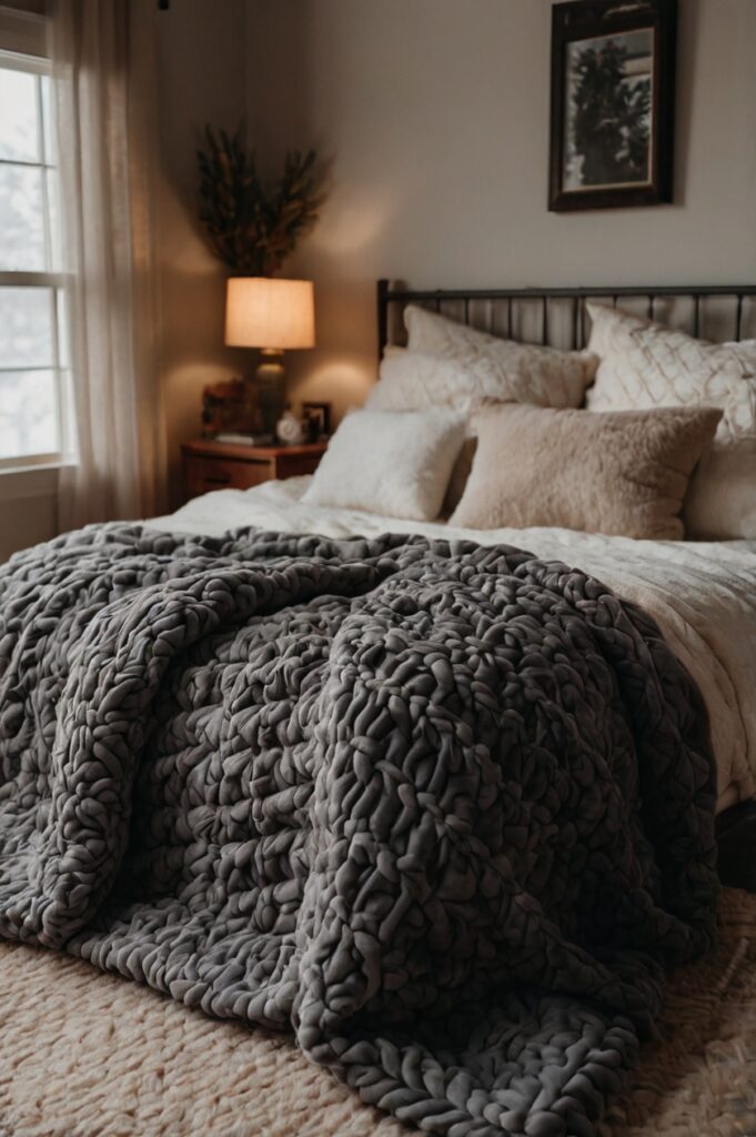 cozy blanket in bedroom