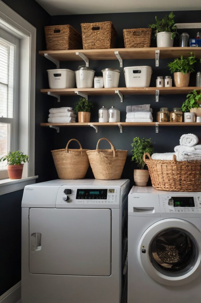 shelves in laundry room