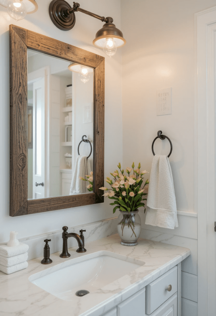 Rustic Lighting in a Farmhouse Bathroom