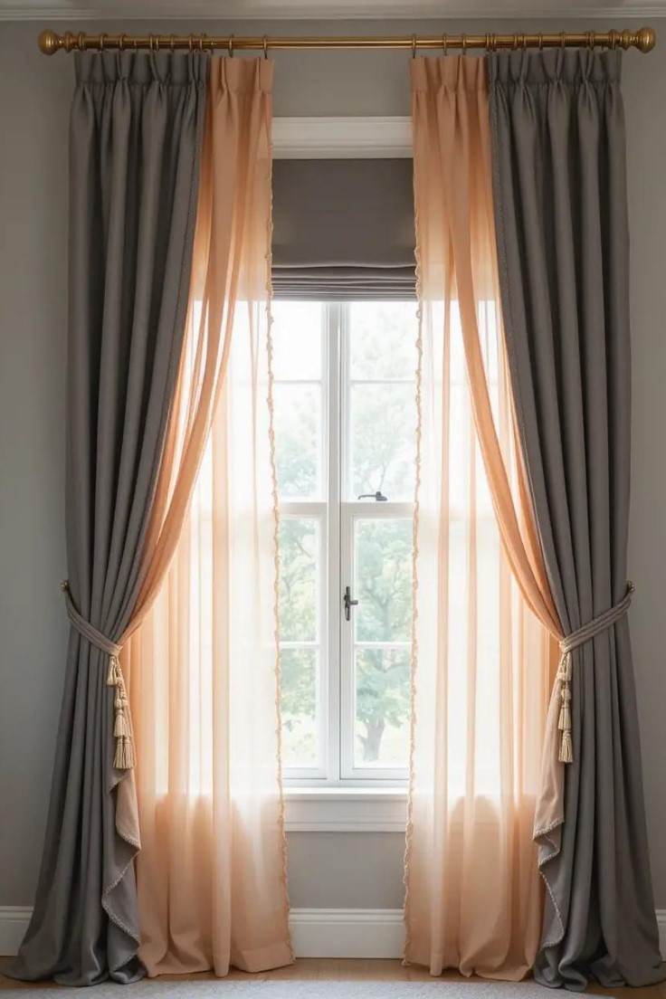peach gray bedroom