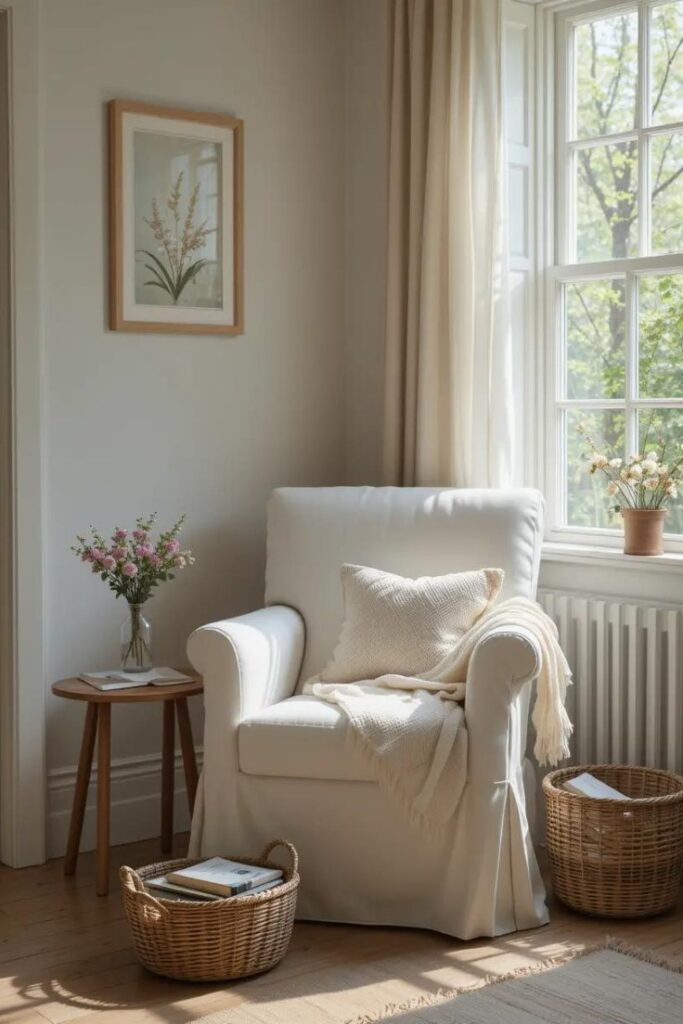  Summer reading nook with comfy chair and light-filled corner