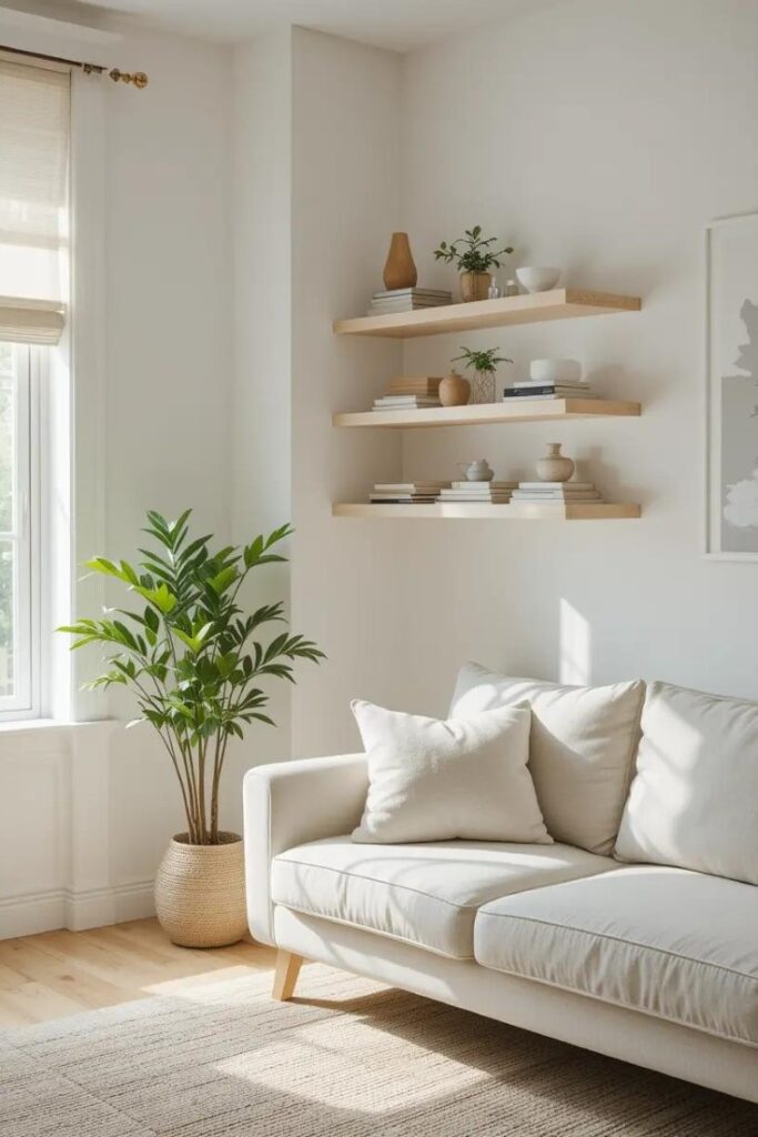 Simplified summer decor with clean, open surfaces and neutral tones