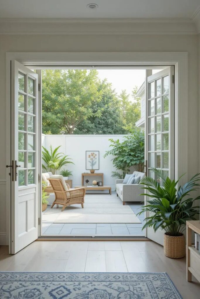  Connected indoor-outdoor space with matching summer decor elements
