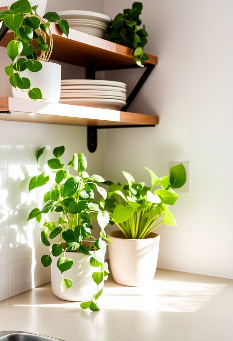 cozy greenery in the kitchen.