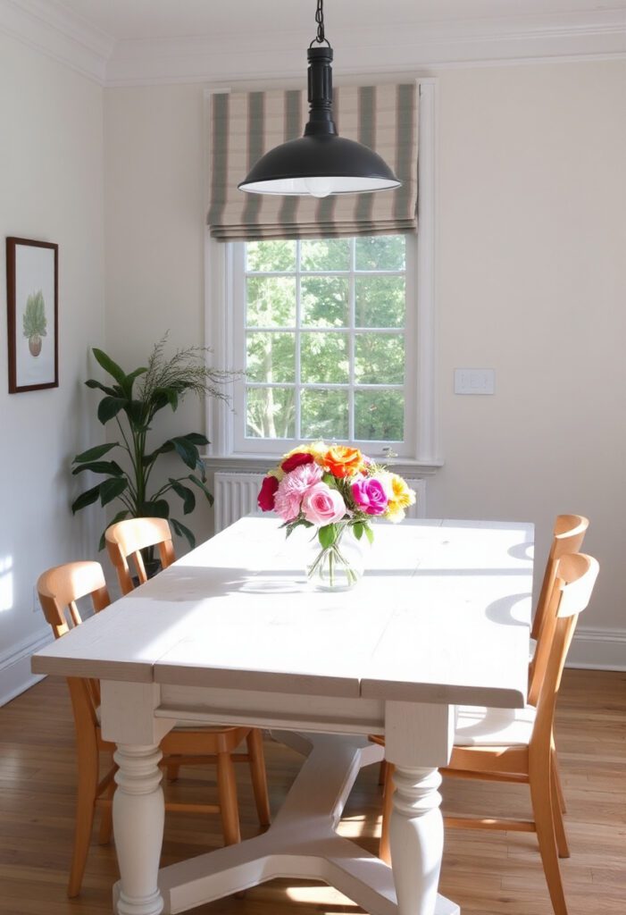 Light wood furniture with whitewashed finishes