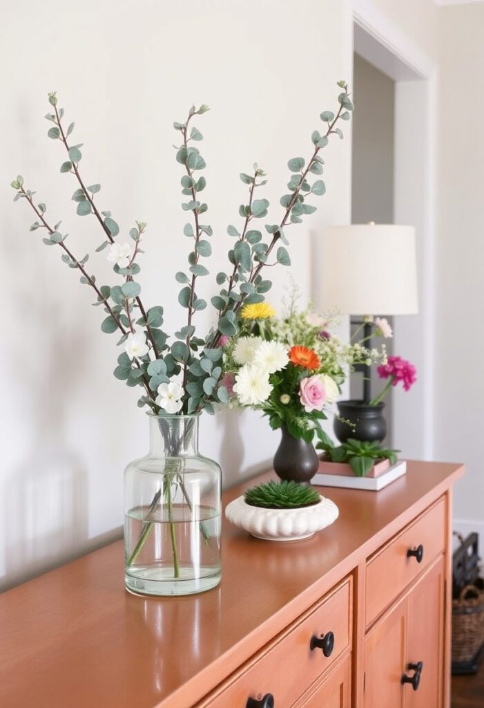Summer greenery and fresh cut flowers on display