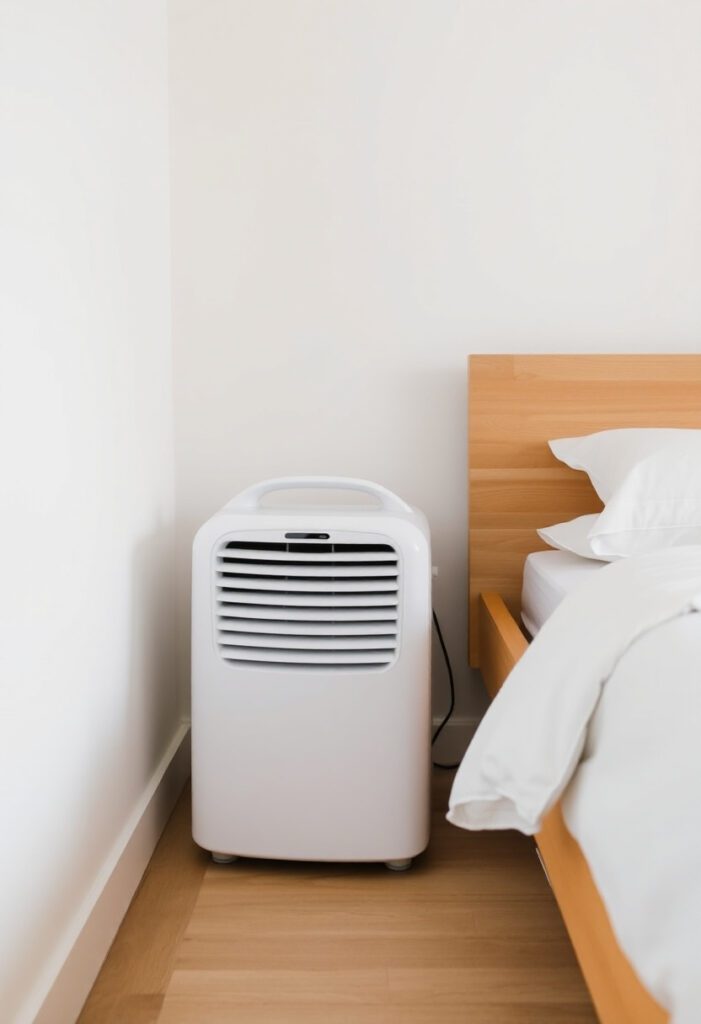 Bedroom dehumidifier setup to reduce moisture and eliminate musty odors