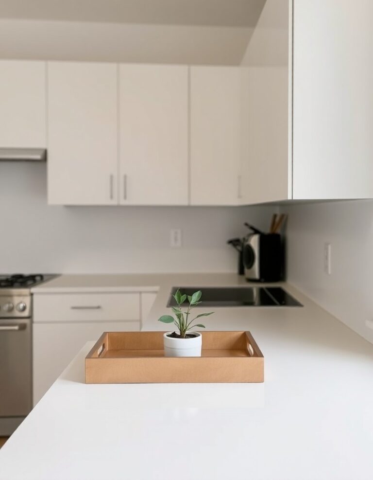 Clean small kitchen with clear countertops and simple daily habits that reduce clutter.