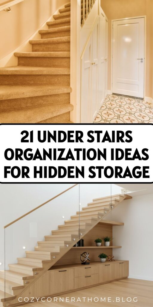Explore 21 under stairs organization ideas for hidden storage — from pull-out drawers to built-in shelves. Tips for open, enclosed, and small spaces.