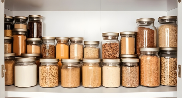 cabinet filled with jars