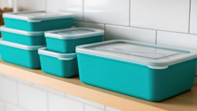 containers on a shelf