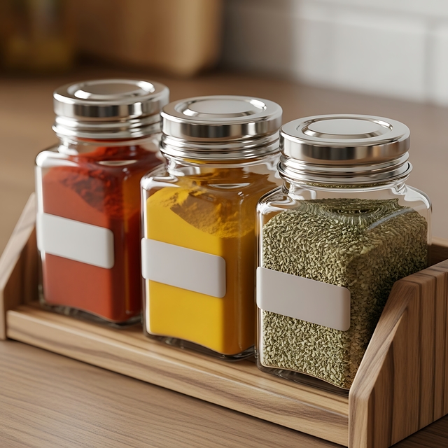 spice rack on countertop