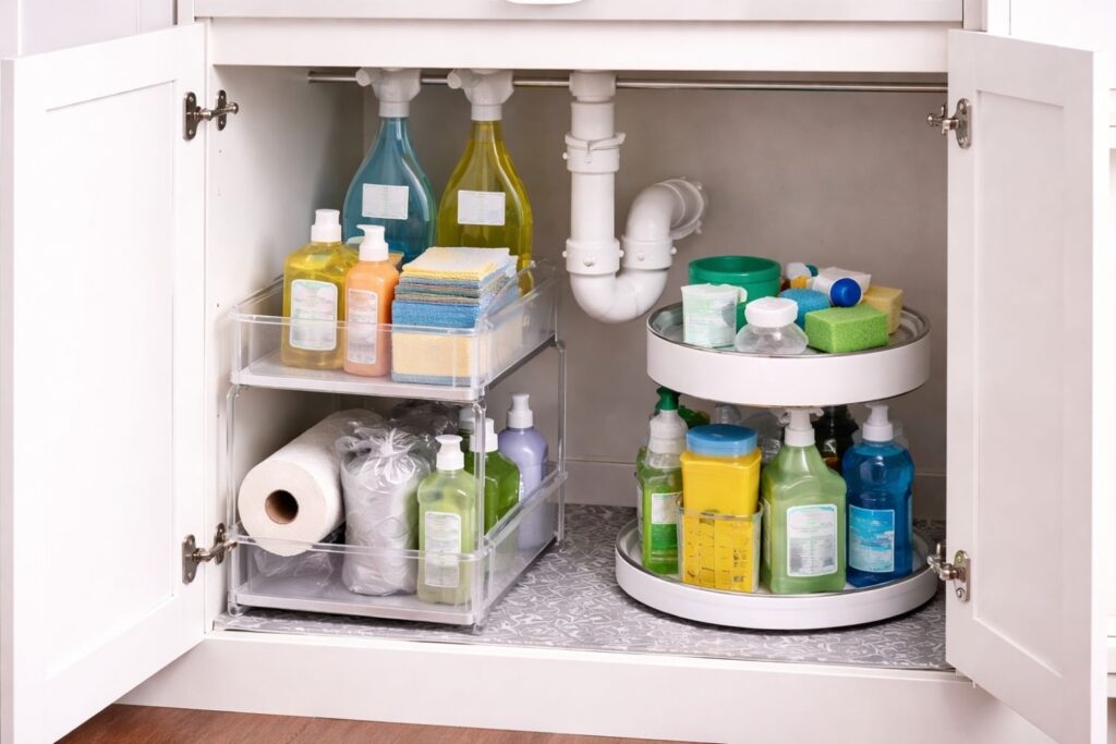 Under Sink Organization Ideas for Cleaning Supplies