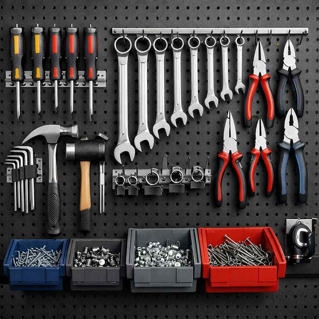 pegboard holding garage storage